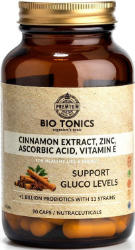 Bio Tonics Cinnamon Plus Zn, C, E 276mg Συμπλήρωμα Διατροφής Κανέλας για τον Διαβήτη 90vcaps 140