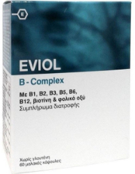 Eviol B Complex Συμπλήρωμα Συμπλέγματος Βιταμίνης B για τη Φυσιολογική Λειτουργία του Νευρικού Συστήματος 60softcaps 53