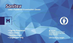 Sanitex Latex Examination Gloves with Powder Medium 100τμχ