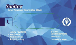 Sanitex Latex Examination Gloves with Powder Large 100τμχ
