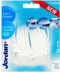 Jordan 3in1 Easy Flosser Dental Stick Tongue Cleaner 36τμχ