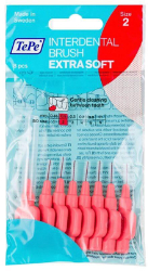 TePe Extra Soft Interdental Brushes 0.5mm Size 2 Red Μεσοδόντια Βουρτσάκια Κόκκινα 8τμχ 25
