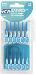 TePe Easy Pick Medium Large Blue Ενισχυμένη Ελαστική Οδοντογλυφίδα Μπλε 36τμχ & Travel Case 50