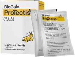BioGaia Protectis Child Συμπλήρωμα Διατροφής Ενυδάτωσης Προβιοτικών Ψευδαργύρου με Ουδέτερη Γεύση 7x5.5gr 130