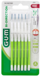 Sunstar Gum Bi-Directional Ultra Fine 0,7mm Μεσοδόντια Βουρτσάκια με Λαβή Πράσινα 6τμχ 20