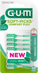 Sunstar Gum Soft Picks Comfort Flex 670 Cool Mint Medium Μεσοδόντιο Βουρτσάκι μιας Χρήσης Γεύση Μέντα 40τμχ 44