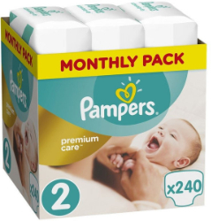 Pampers Premium Care New Baby No2 Monthly Pack Πάνες 240τμχ