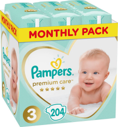 Pampers Premium Care No3 Monthly Pack Midi 6-10 kg 204τμχ