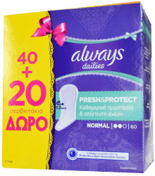 Always Dailies Fresh Scent Fresh & Protect Normal 40+20Δώρο 