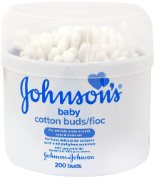 Johnson & Johnson Baby Cotton Buds Μπατονέτες Βαμβακιού 200τμχ 180