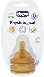Chicco Physiological Nipple Bottle Latex Normal 0m+ 2τμχ