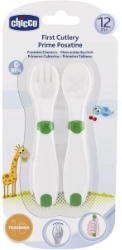 Chicco First Cutlery Set White 12m+ 2τμχ