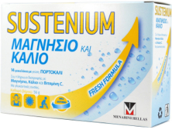 Sustenium Magnesium Potassium Συμπλήρωμα Διατροφής με Μαγνήσιο Κάλιο & Βιταμίνη C με Γεύση Πορτοκάλι 14sachets 90
