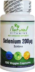 Natural Vitamins Selenium 200mcg Συμπλήρωμα Διατροφής με Σελήνιο για την Υγεία Θυρεοειδούς & Τόνωση Ανοσοποιητικού 100vcaps 180