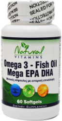 Natural Vitamins Omega 3 Fish Oil 1000mg Mega EPA DHA Συμπλήρωμα Διατροφής 60softgels 120