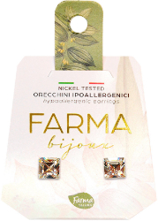 Farma Bijoux Υποαλλεργικά Σκουλαρίκια Κρύσταλλα Τετράγωνα 6mm 1ζεύγος 10