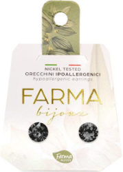 Farma Bijoux Υποαλλεργικά Σκουλαρίκια Κρύσταλλα Μαύρα 7,15mm