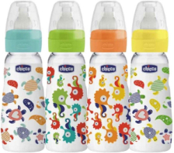 Chicco Simply Glass Feeding Bottle Silicon Teat 0m+ 240ml
