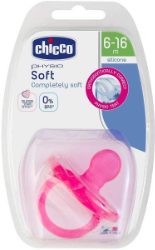 Chicco Physio Soft Silicone Pink Πιπίλα Όλο Σιλικόνη Ρόζ 6-16μηνών 1τμχ 28