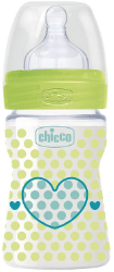 Chicco Well Being Plastic Bottle Silicone Teat 0m+ 150ml
