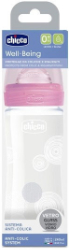 Chicco Well Being Glass Anti Collic 0m+ 240ml Pink 1τμχ